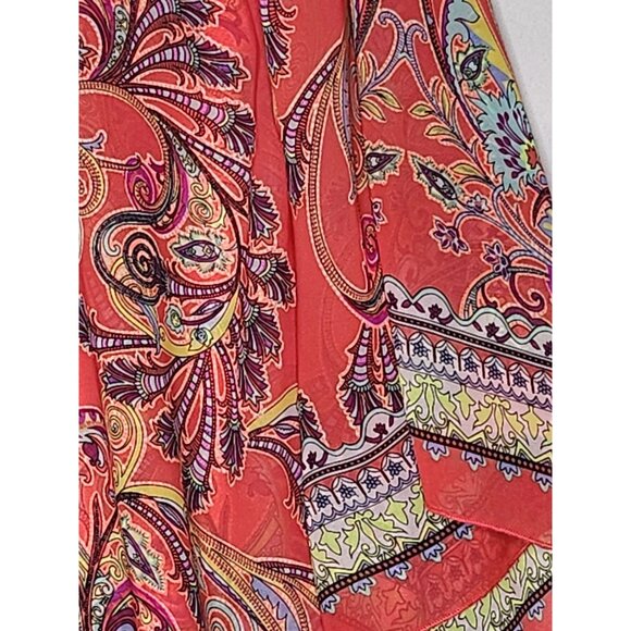 Uncle Frank Bell‎ Sleeve Tunic Top Size Med Paisley Coral Color - Picture 4 of 7